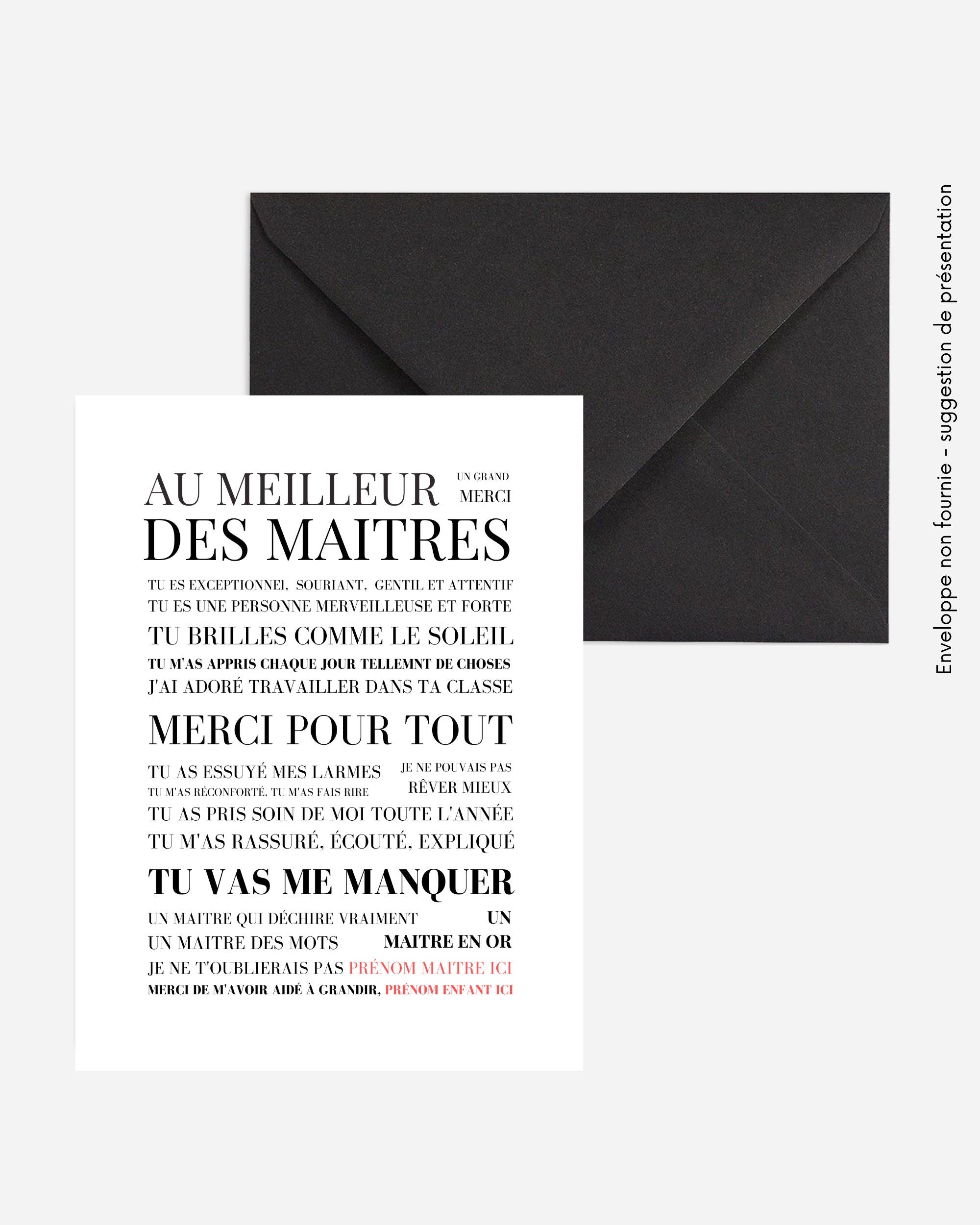 Affiche personnalisée maître - Affiche Mots "Au meilleur des maîtres"