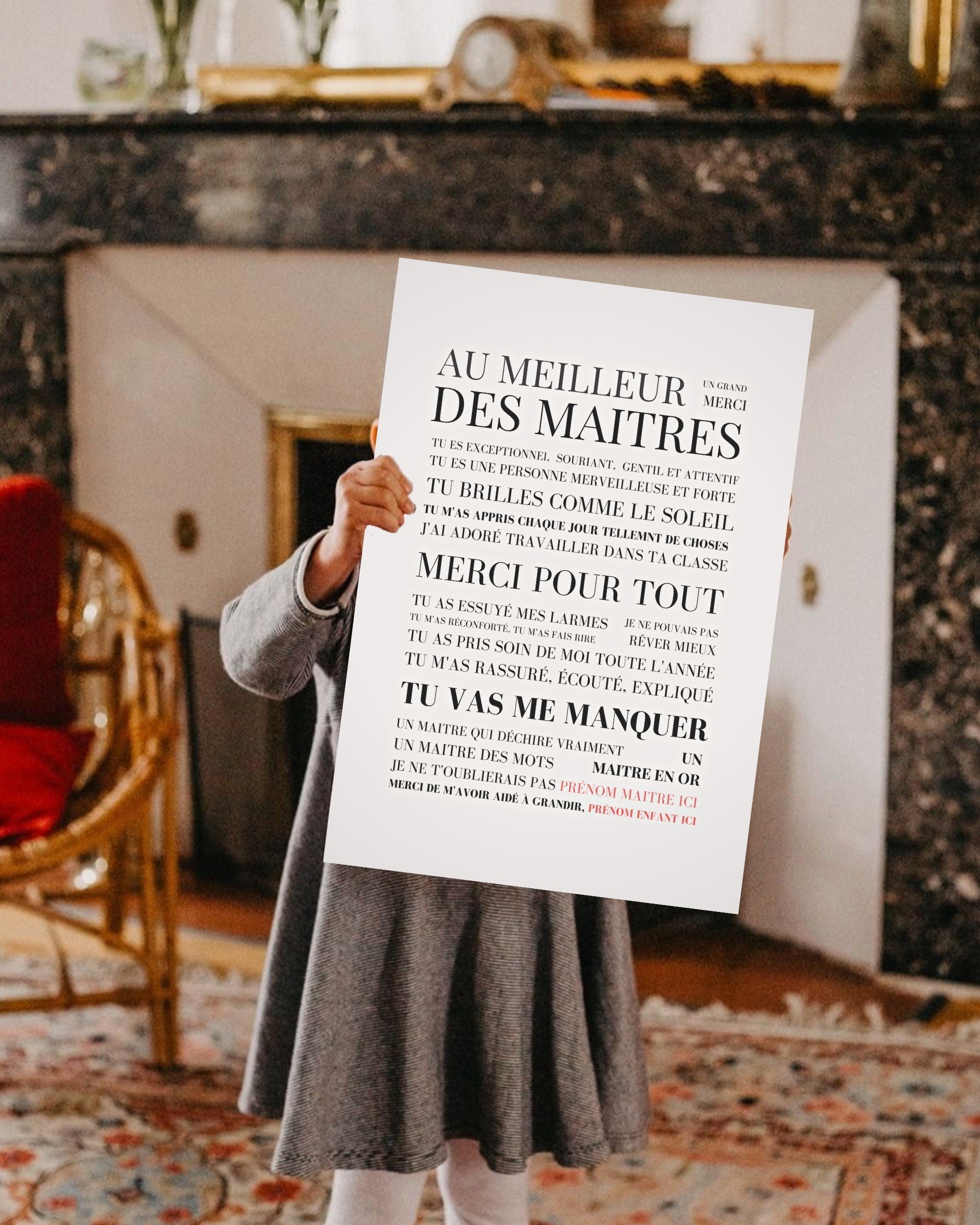 Affiche personnalisée maître - Affiche Mots "Au meilleur des maîtres"