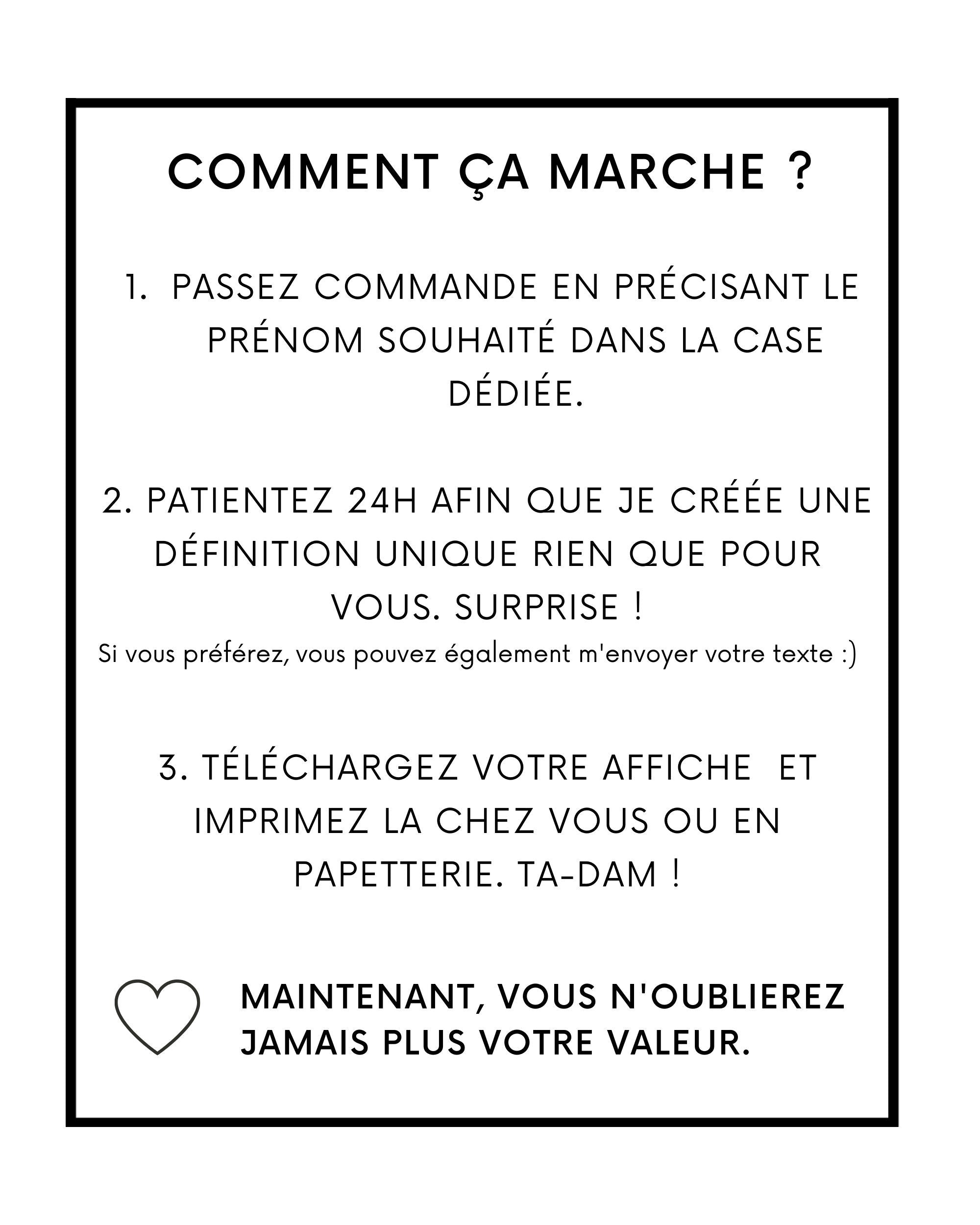 Affiche définition prénom - Suprise ou personnalisée