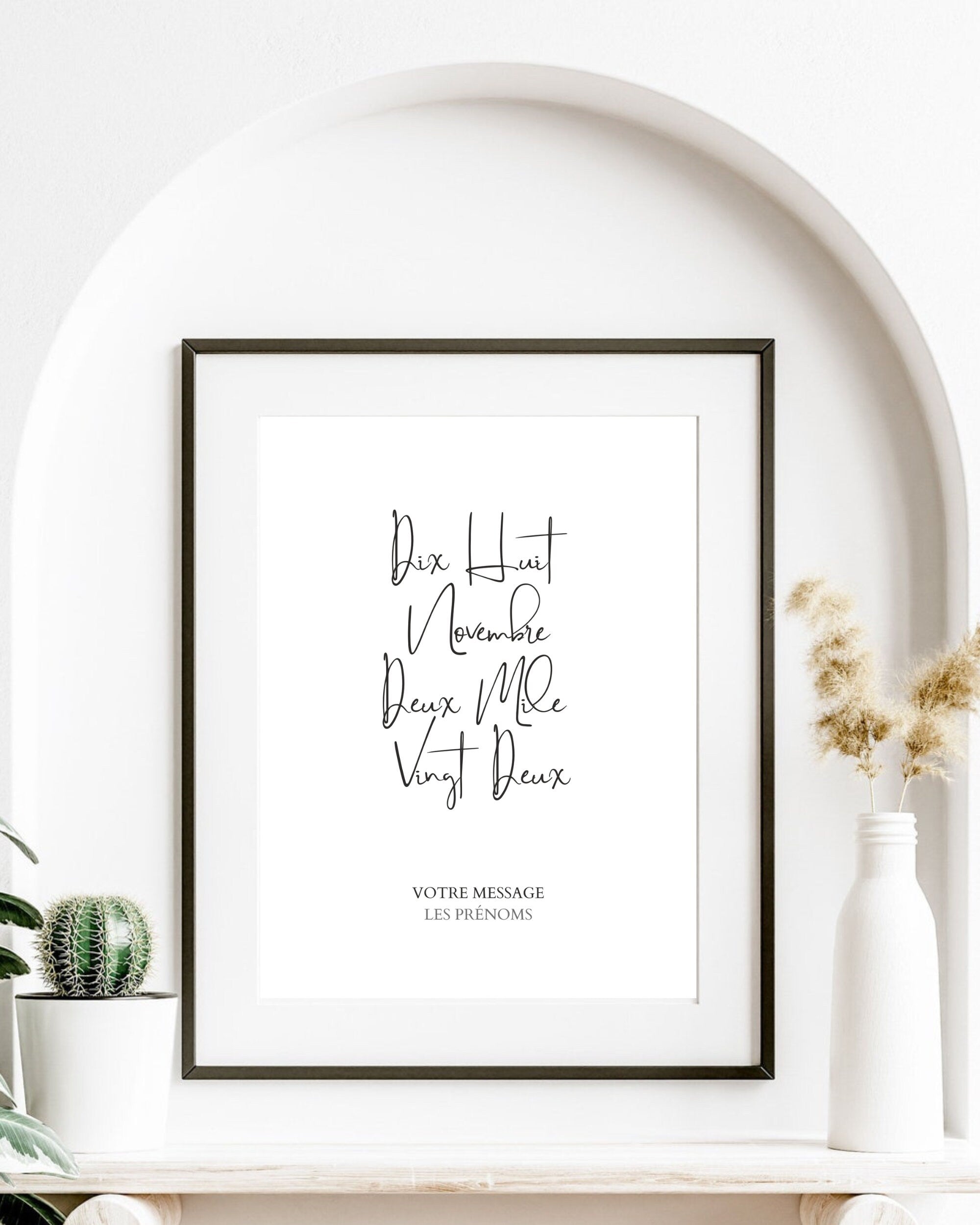 Cadeau de Mariage Personnalisé - Affiche Date Mariage - Calligraphie