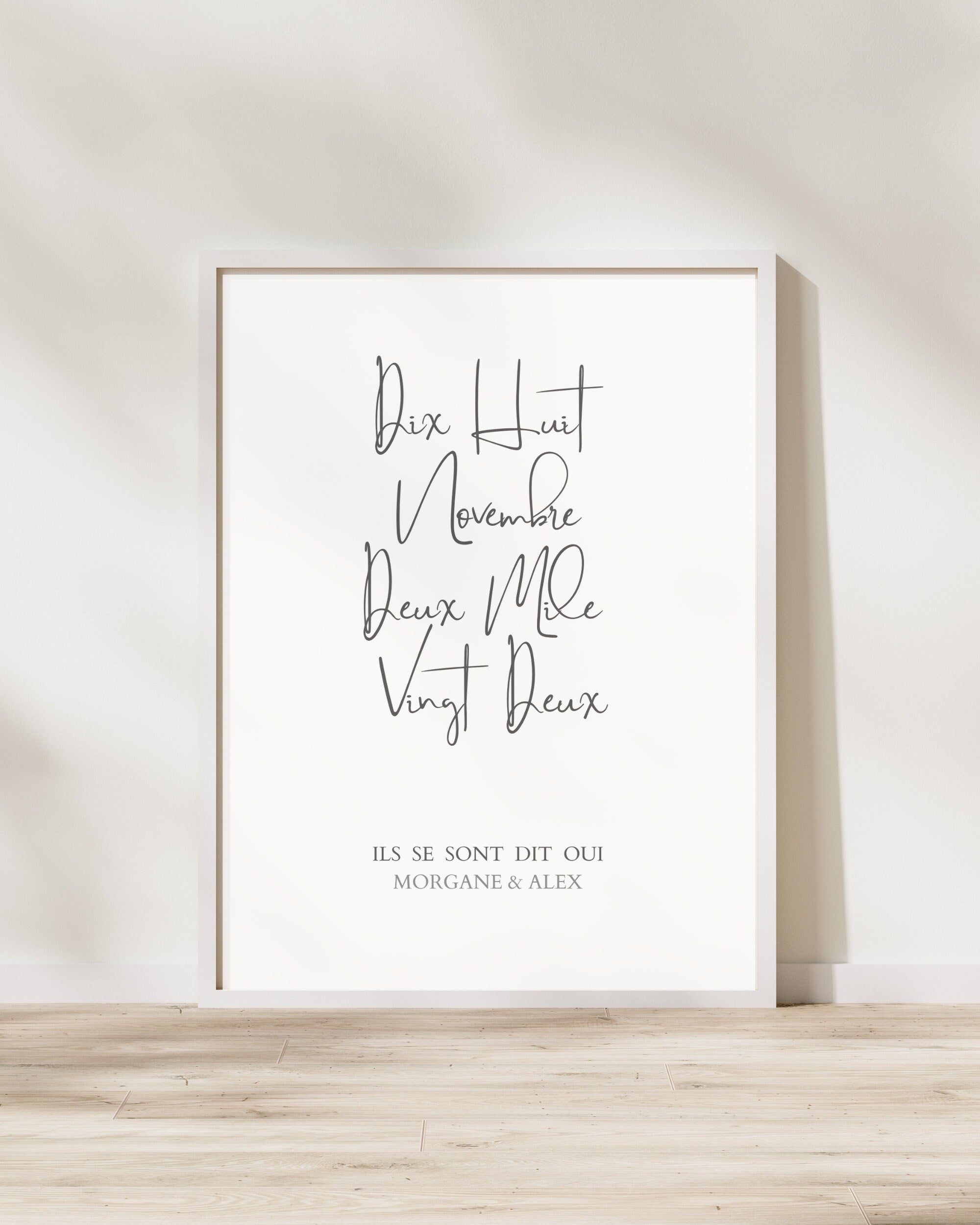 Cadeau de Mariage Personnalisé - Affiche Date Mariage - Calligraphie