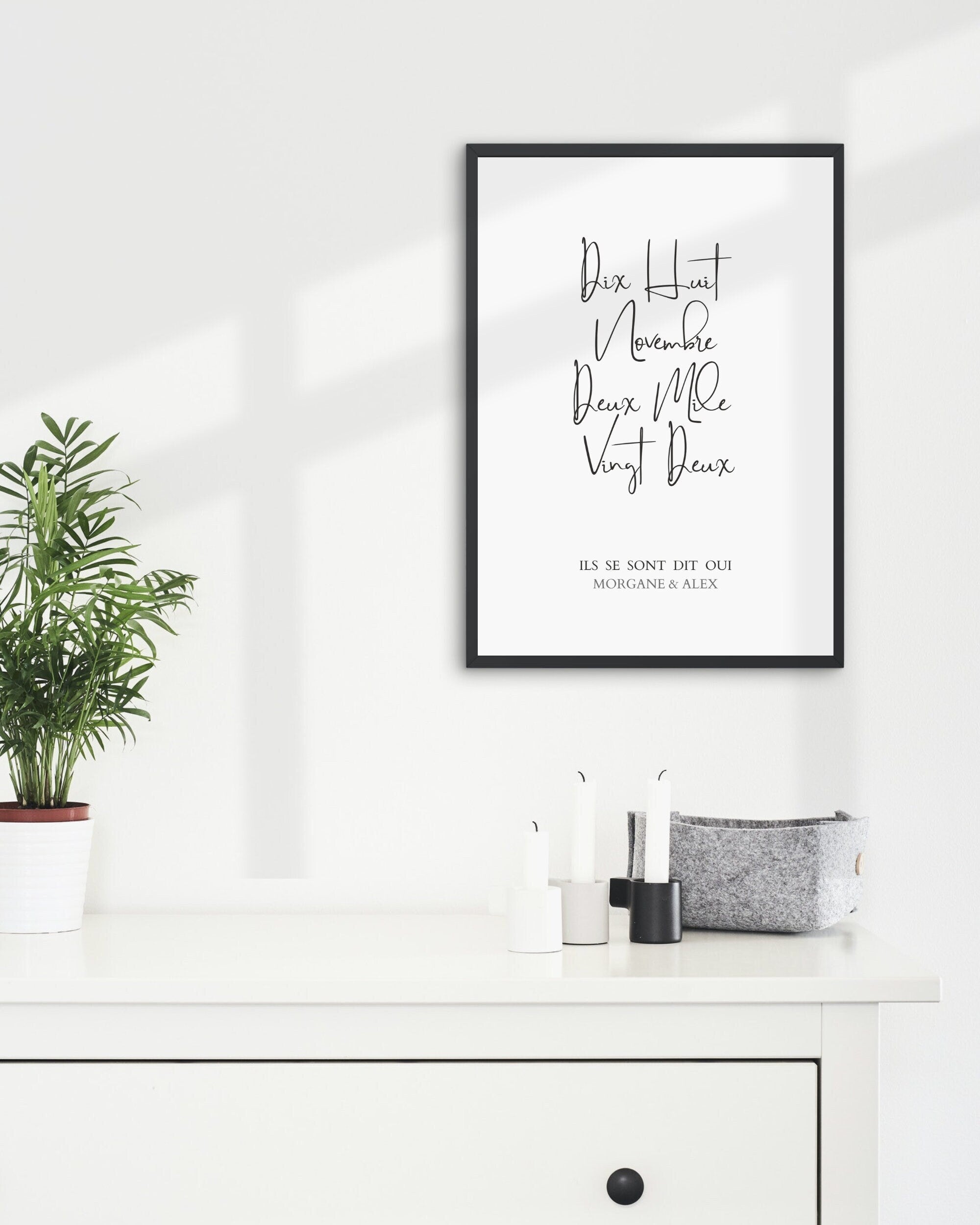 Cadeau de Mariage Personnalisé - Affiche Date Mariage - Calligraphie