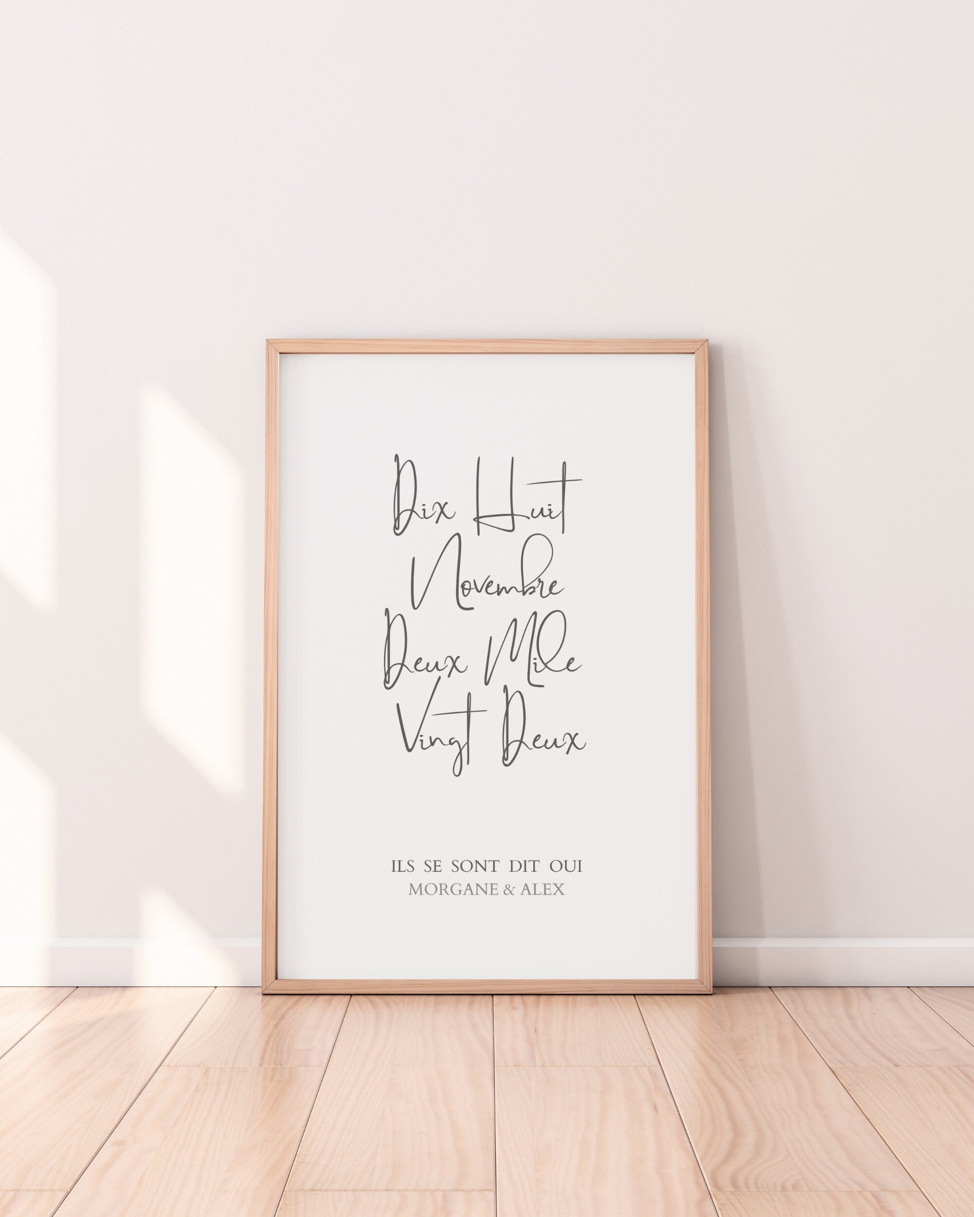 Cadeau de Mariage Personnalisé - Affiche Date Mariage - Calligraphie