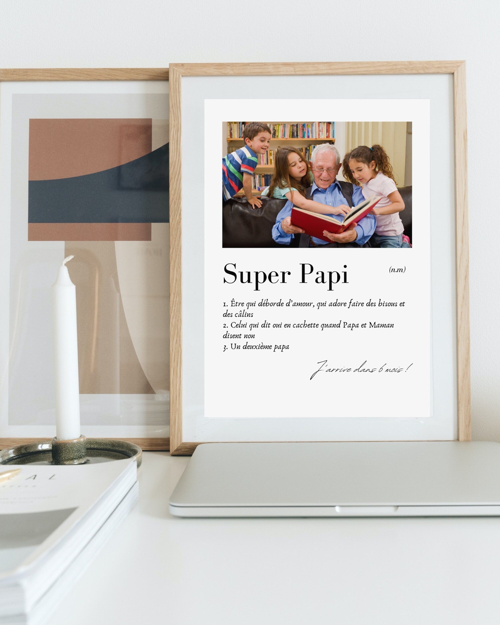 Affiche Papi - Le Cadre Photo à définition personnalisée "Super Papi"