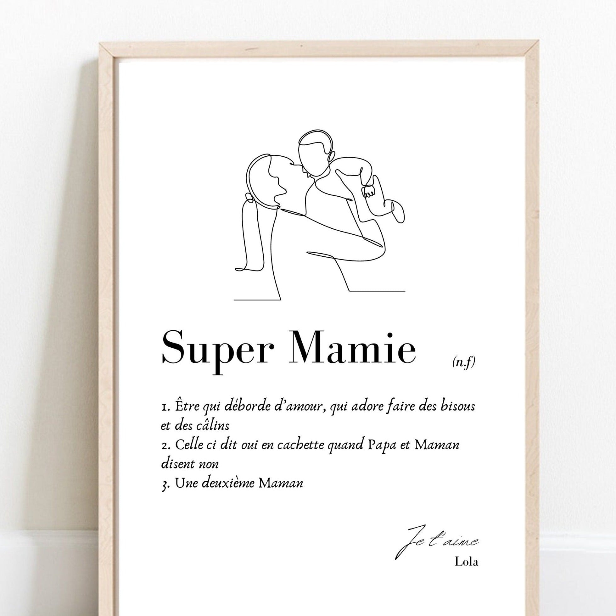 Affiche "Super Mamie" - Illustration minimaliste & définition mamie