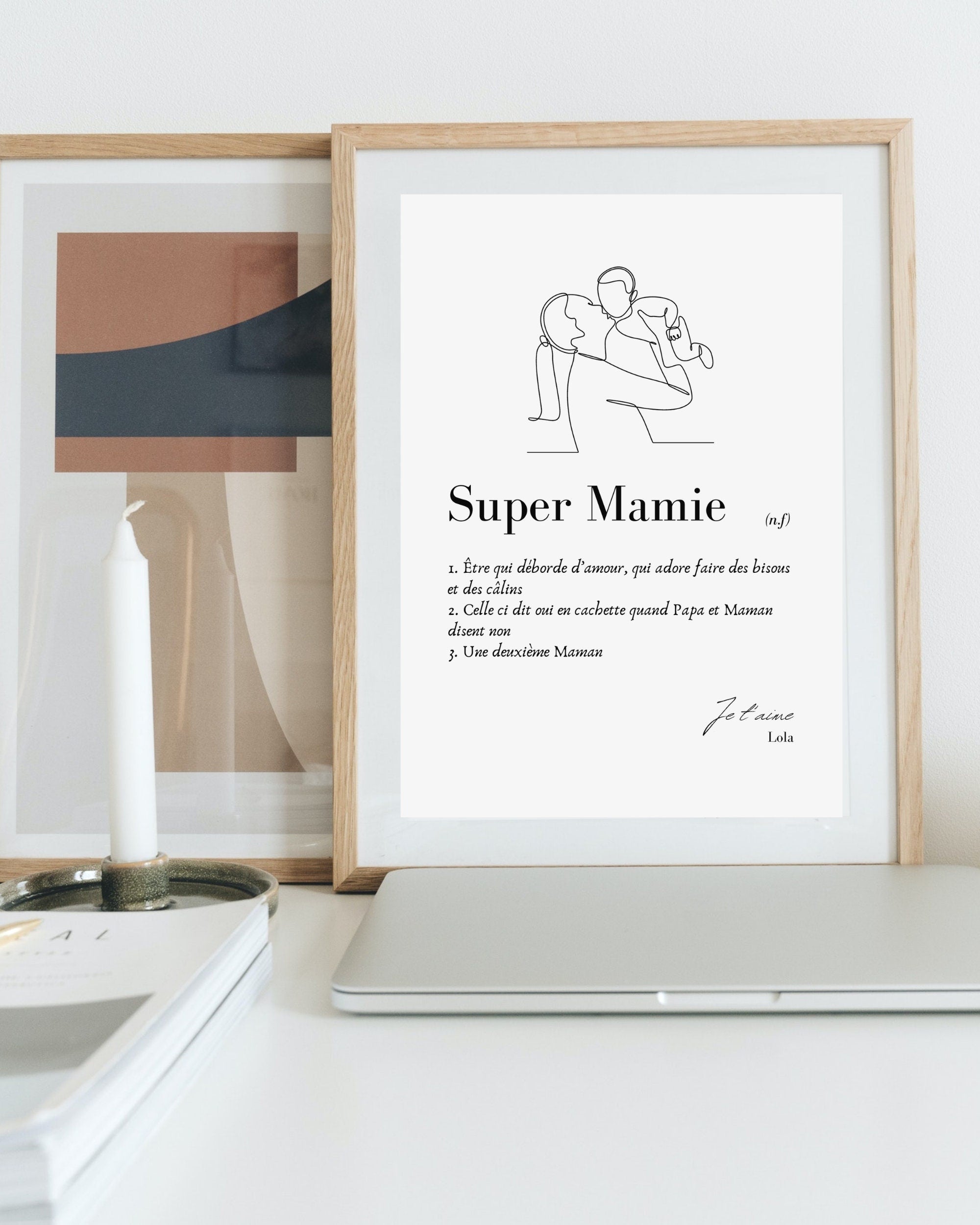 Affiche "Super Mamie" - Illustration minimaliste & définition mamie