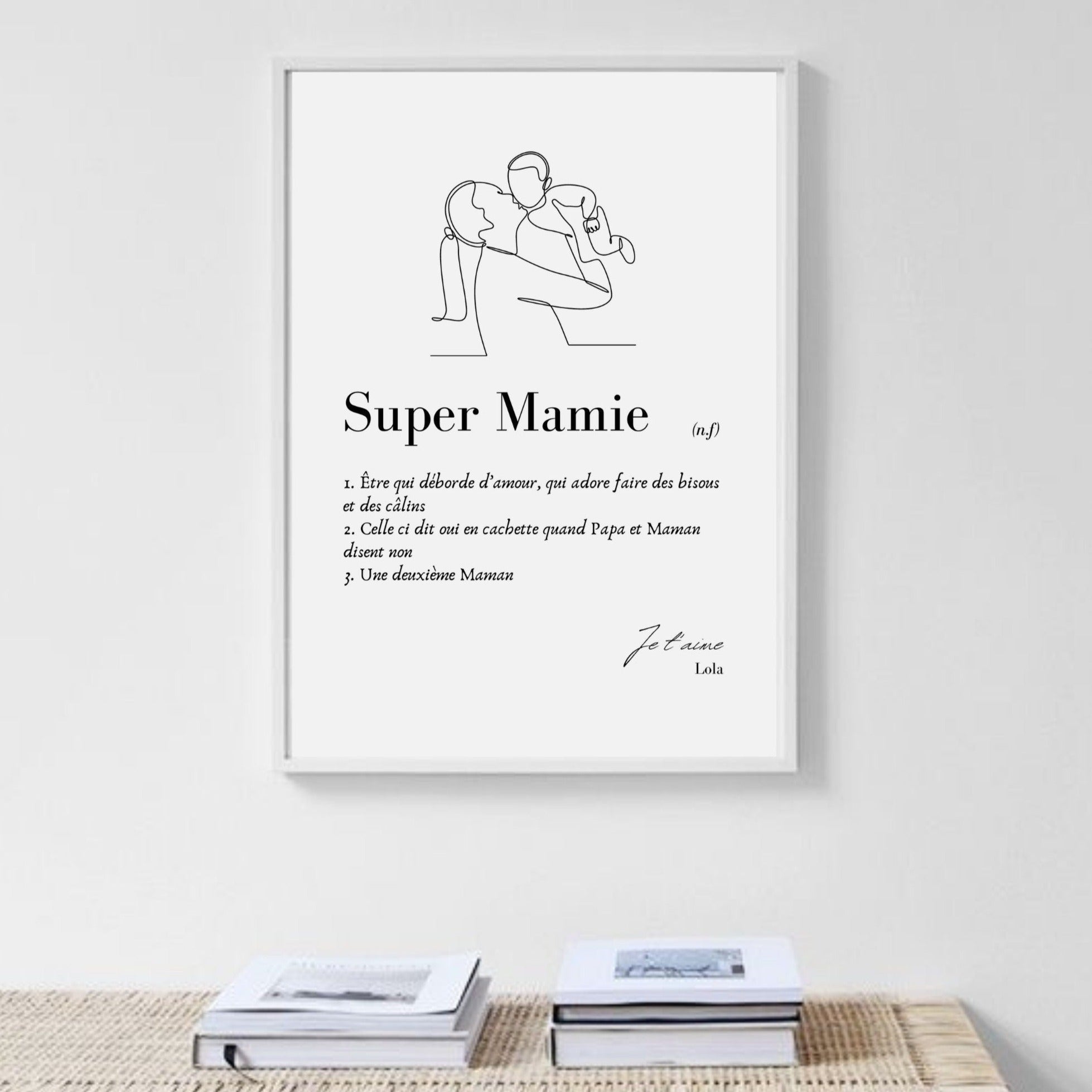 Affiche "Super Mamie" - Illustration minimaliste & définition mamie