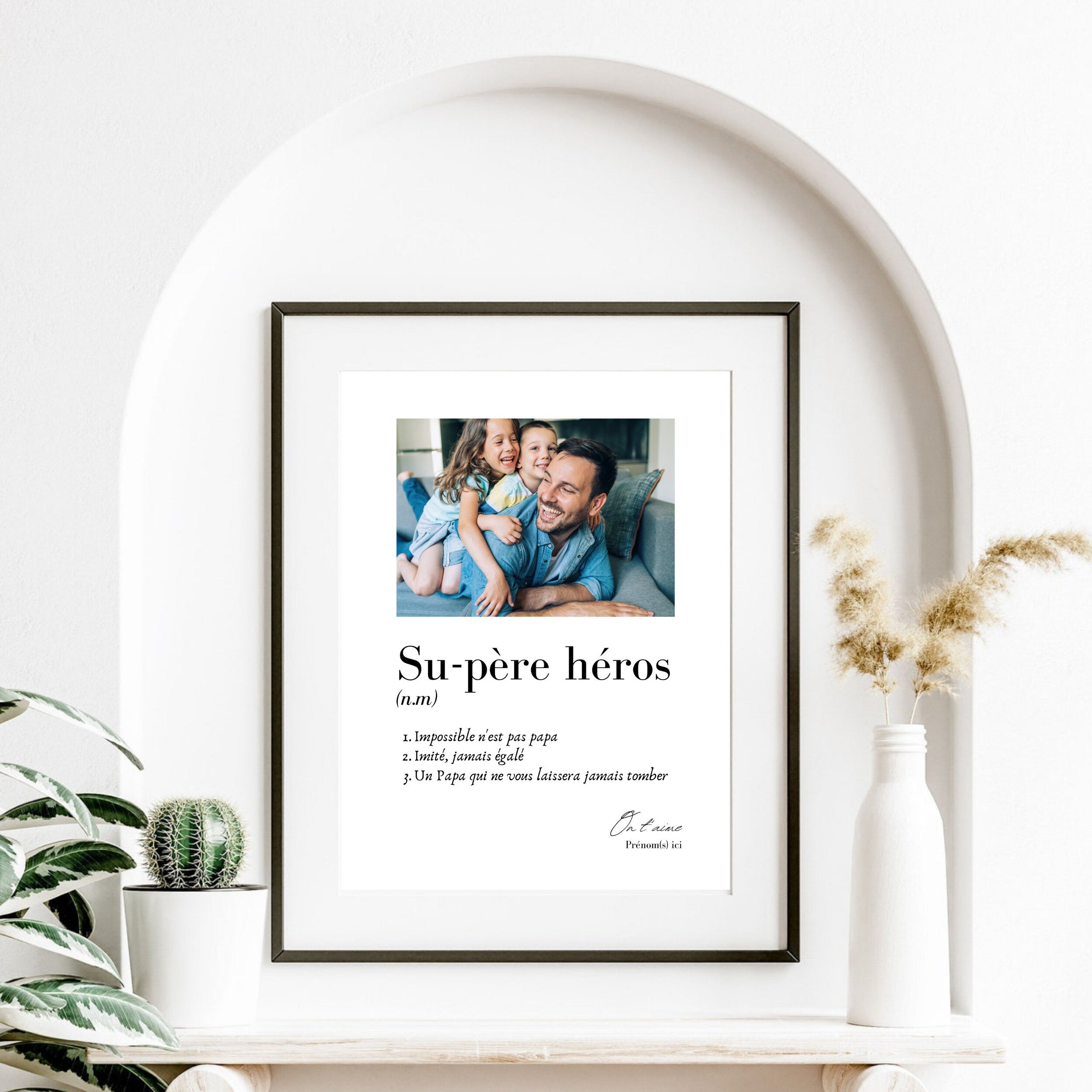 Affiche Papa - Le cadre photo à définition personnalisée "Su père héros"