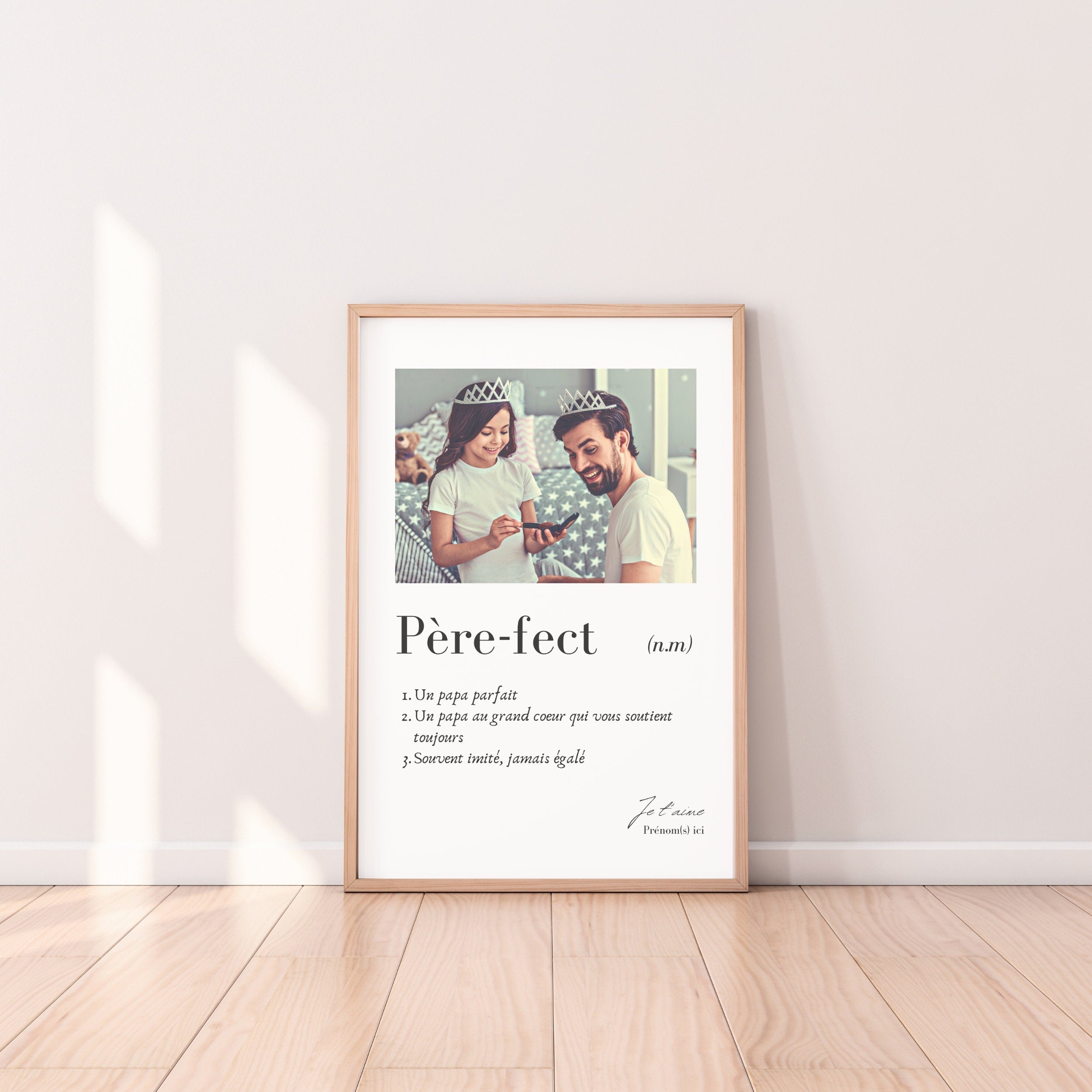 Affiche Papa - Le cadre photo à définition personnalisée "Père fect"