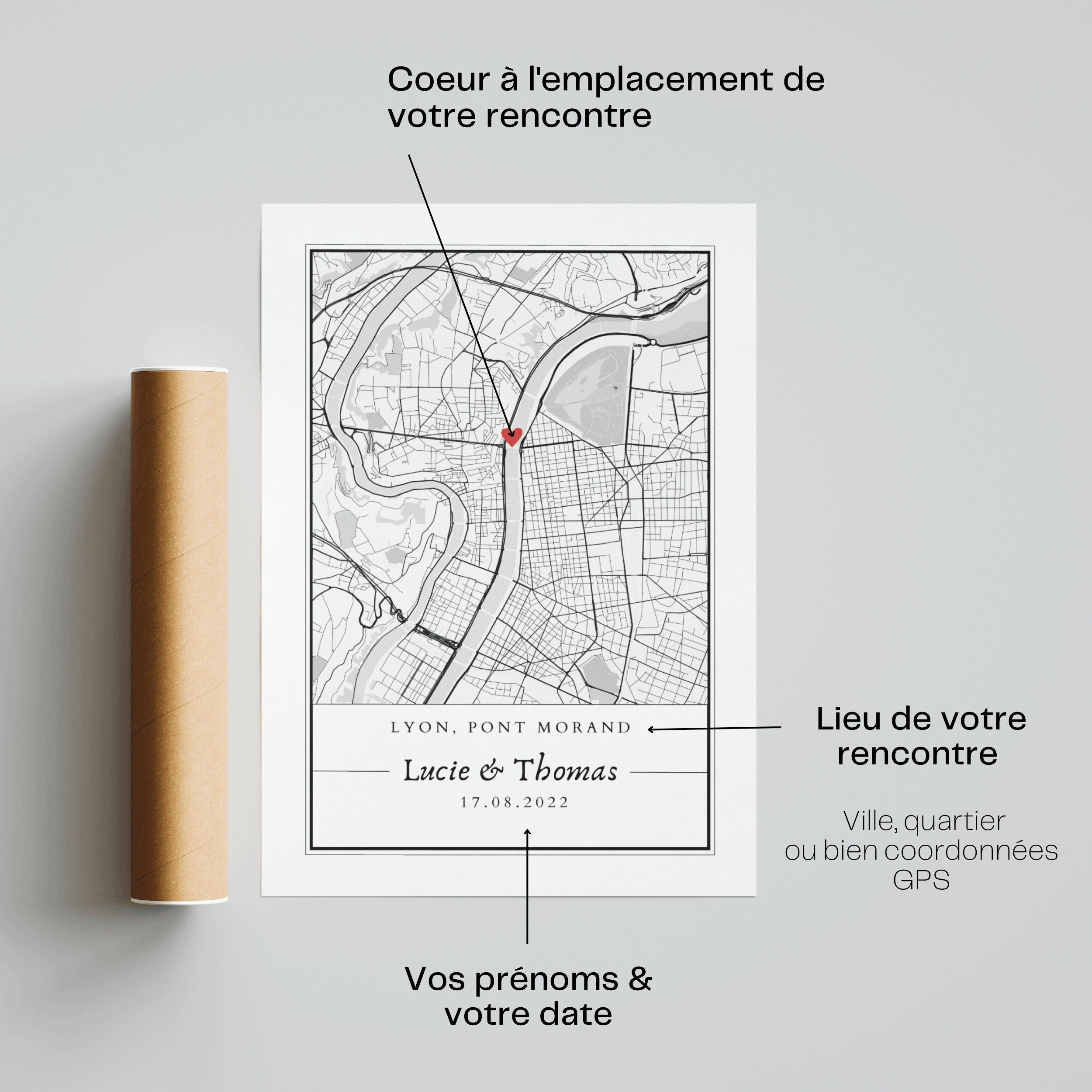 Affiche Personnalisée Couple - La Carte Première Rencontre