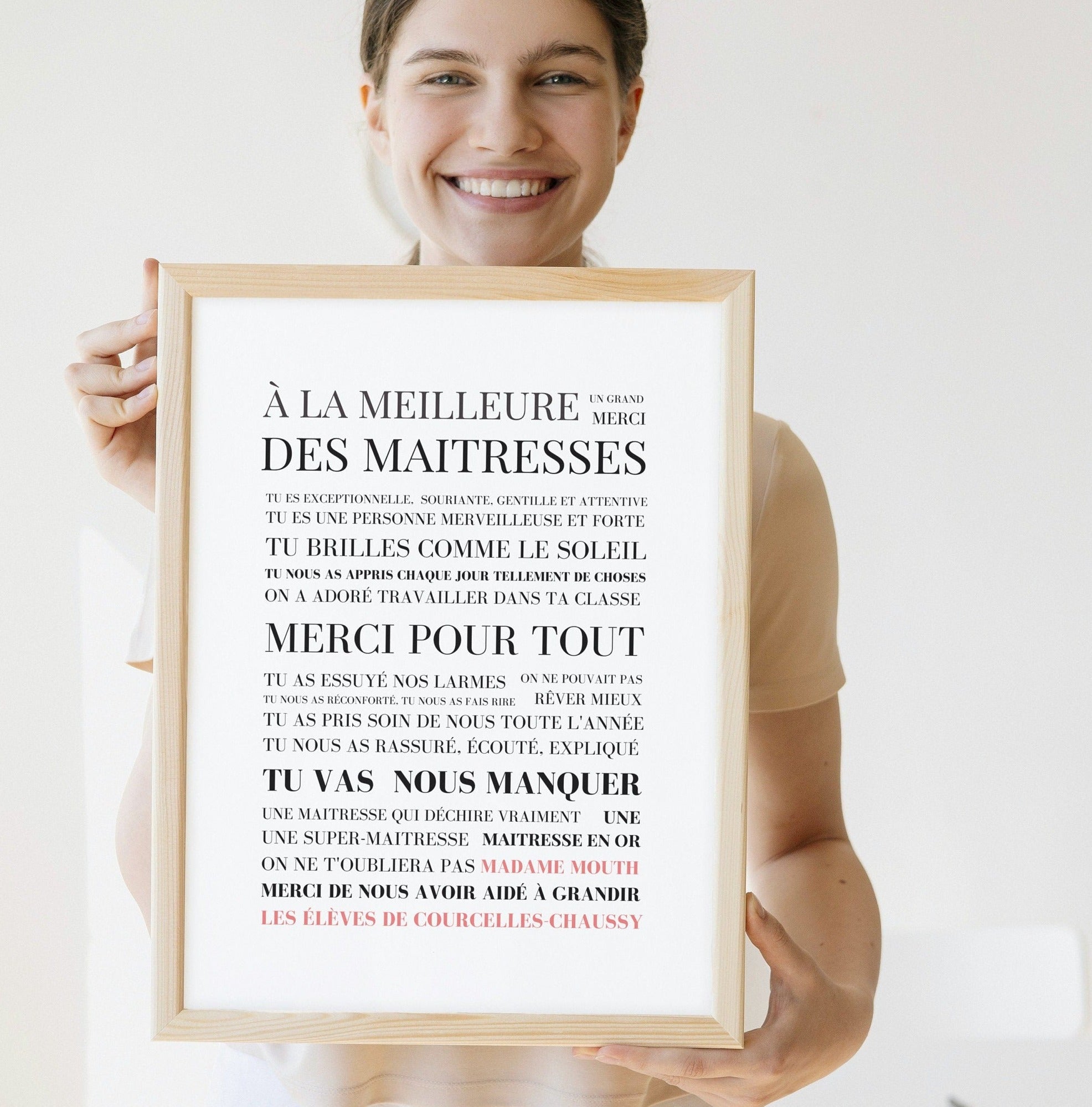 Cadeau personnalisé maîtresse - L'Affiche Mots