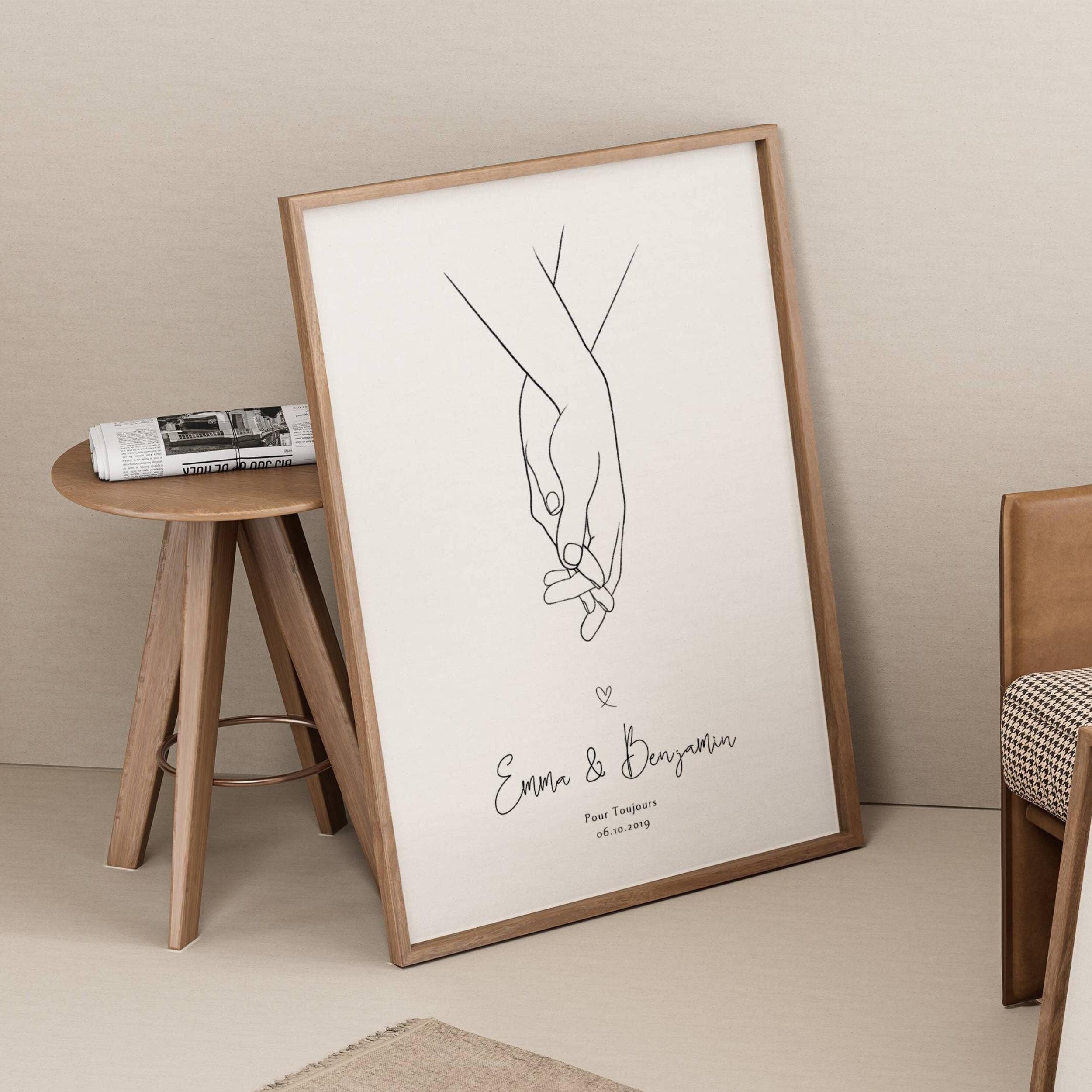 Décoration Murale Personnalisée Avec Noms Et Date Des Couples - Style Minimaliste, Sans Cadre - Pour Salon, Chambre, Cadeau De Mariage Ou Fiançailles